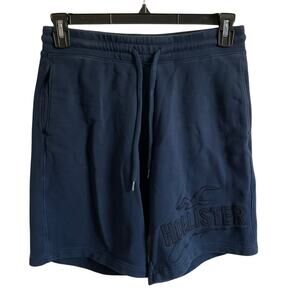 Hollister Men’s Y2K Style Embroidered Sweatshorts - Blue/Black - Size Small